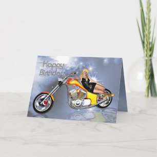 Tarjeta de cumpleaños de chica y helicóptero