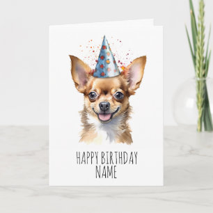 Tarjeta de cumpleaños de Chihuahua de color de agu