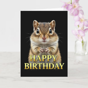 TARJETA DE CUMPLEAÑOS DE CHIPMUNK CON PRIMER PLANO