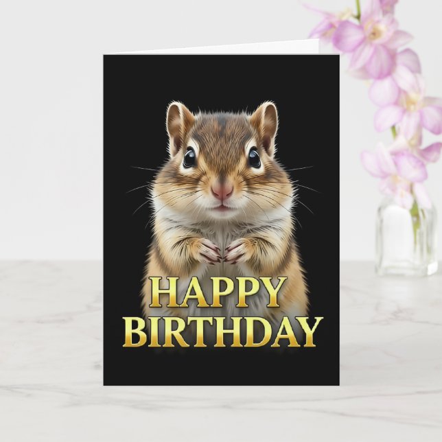 TARJETA DE CUMPLEAÑOS DE CHIPMUNK CON PRIMER PLANO (Orquídea)