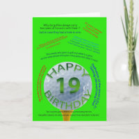 Tarjeta de cumpleaños de Chistes de golf para 19 a