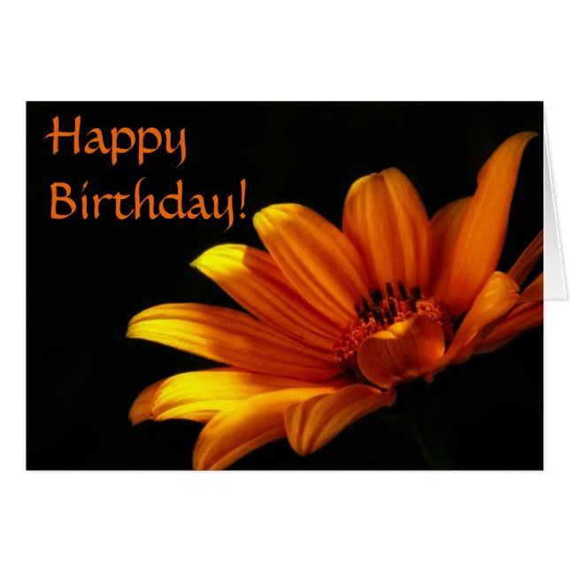 Tarjeta de cumpleaños de Chrysanthemum naranja (Anverso (Horizontal))