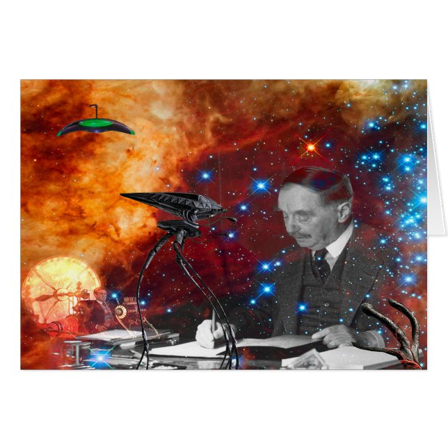Tarjeta de cumpleaños de ciencia ficción de H.G.We (Anverso (Horizontal))