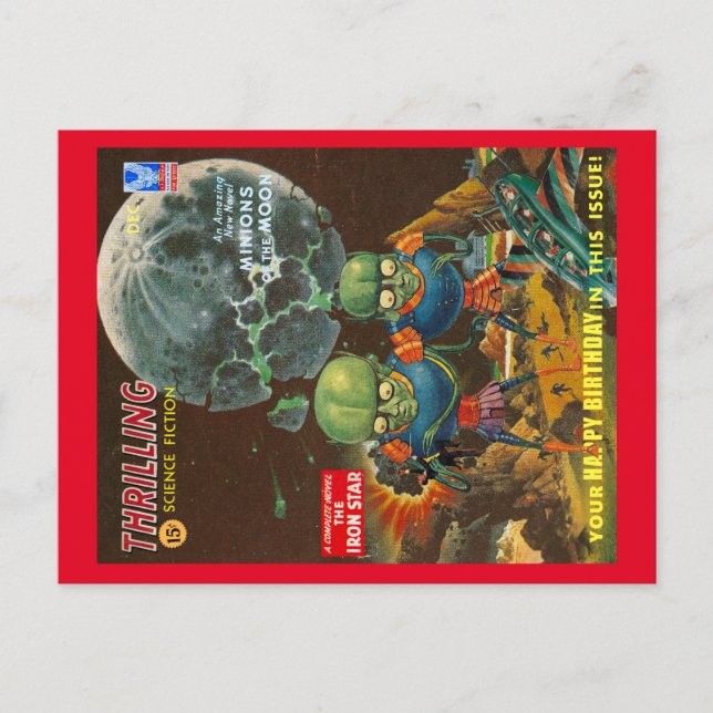 TARJETA DE CUMPLEAÑOS DE CIENCIA FICCIÓN VINTAGE (Anverso)