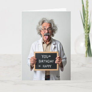 Tarjeta de cumpleaños de científico juguetón