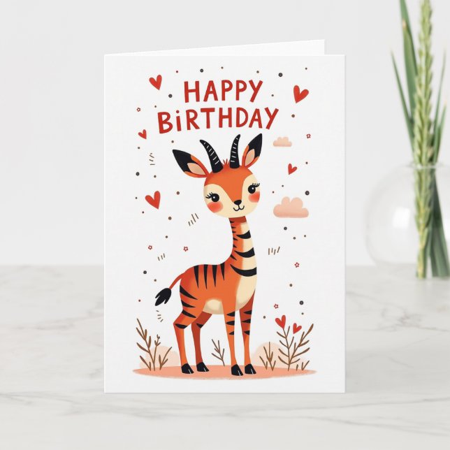 Tarjeta de cumpleaños de ciervo caprichoso (Anverso)
