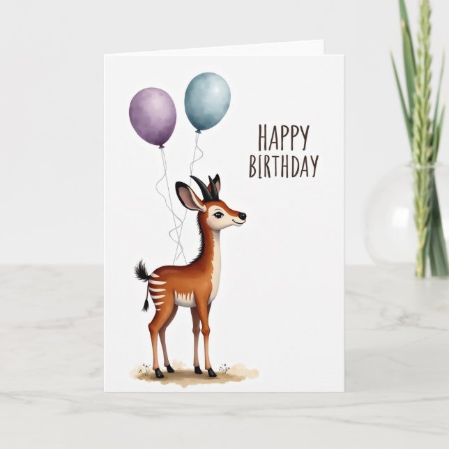 Tarjeta de cumpleaños de ciervo con acuarela (Anverso)