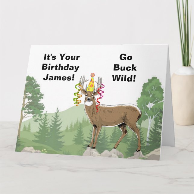 Tarjeta de cumpleaños de ciervos de caza (Anverso)