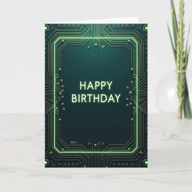 Tarjeta de cumpleaños de circuito (Anverso)
