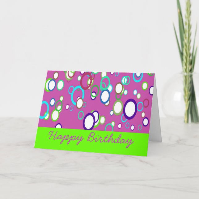 Tarjeta de cumpleaños de círculo colorido (Anverso)