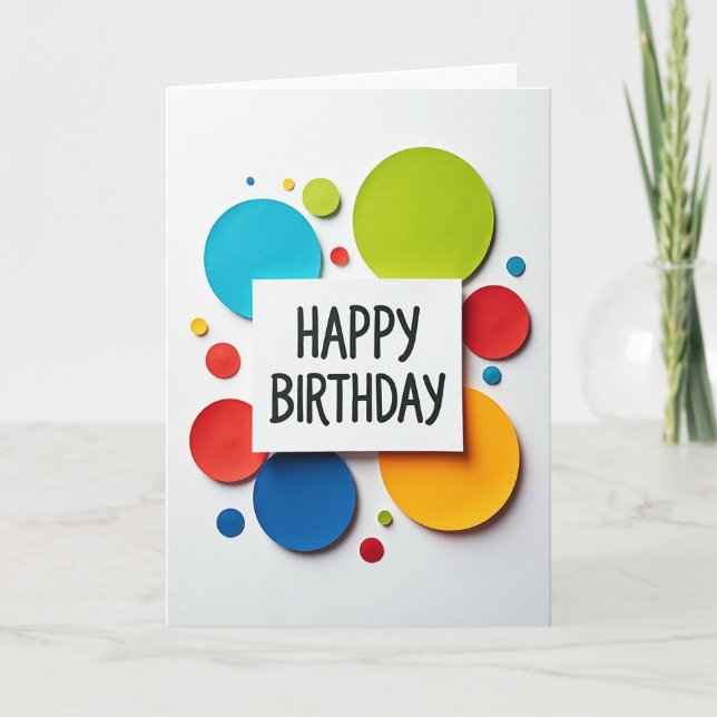 Tarjeta de cumpleaños de círculo festivo (Anverso)