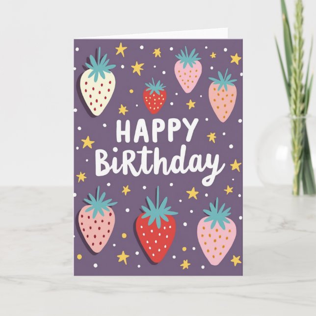 Tarjeta de cumpleaños de ciruela y bayas (Anverso)