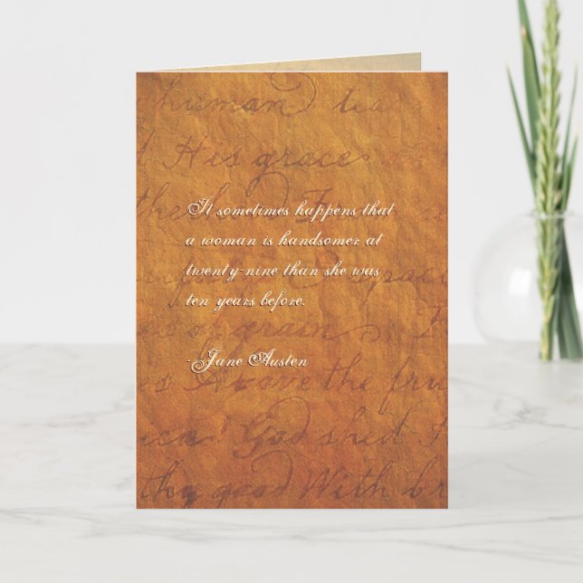 Tarjeta de cumpleaños de citas de Jane Austen, PER (Anverso)