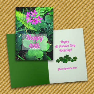 Tarjeta de cumpleaños de Clover Flowers St Patrick