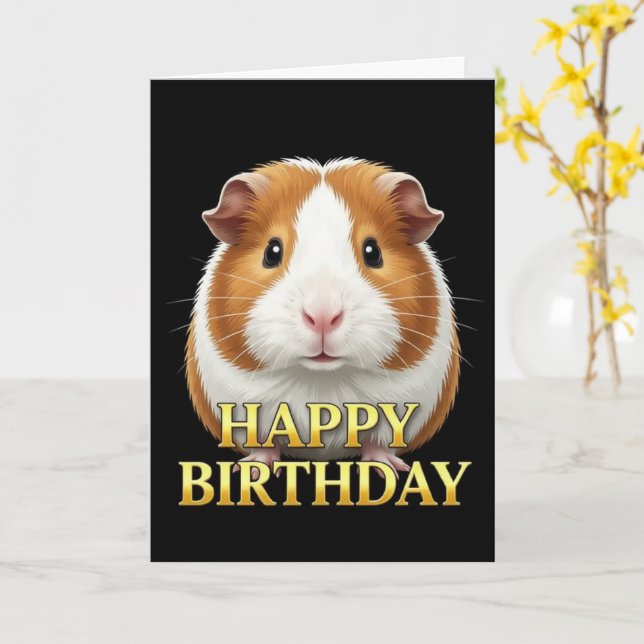 TARJETA DE CUMPLEAÑOS DE COBAYA CON PRIMER PLANO N (flor amarilla)
