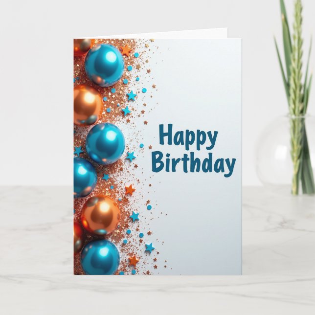 Tarjeta de cumpleaños de cobre verde teal (Anverso)