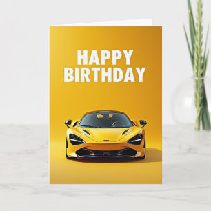 Tarjeta de cumpleaños de coche amarillo Speedy