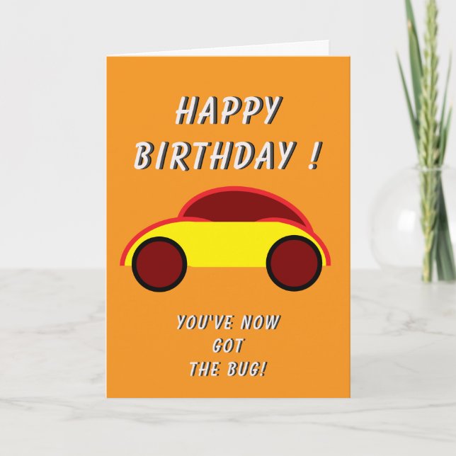 Tarjeta de cumpleaños de coche clásico (Anverso)