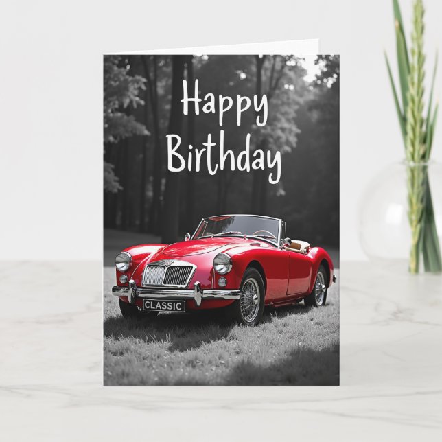 Tarjeta de cumpleaños de coche clásico (Anverso)