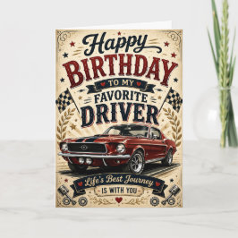 Tarjeta de cumpleaños de coche clásico para marido