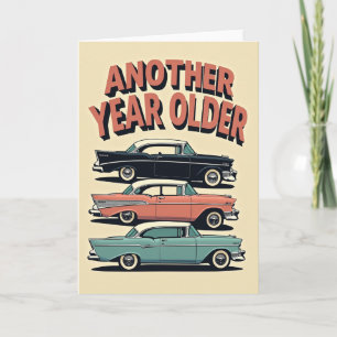 Tarjeta de cumpleaños de coche clásico retro