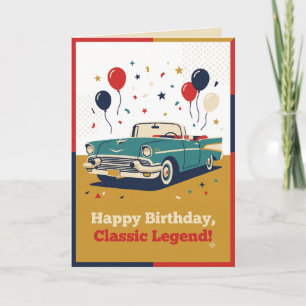 Tarjeta de cumpleaños de coche clásico vintage   L