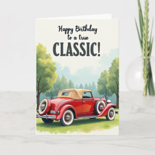 Tarjeta de cumpleaños de coche cromado