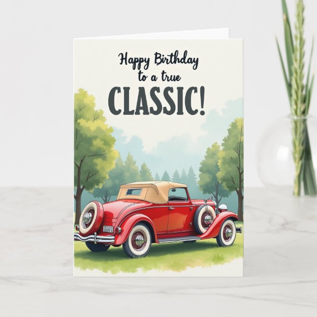 Tarjeta de cumpleaños de coche cromado (Anverso)