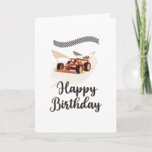 Tarjeta de cumpleaños de coche de carreras