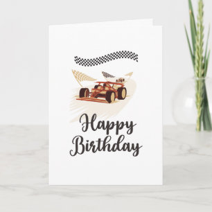Tarjeta de cumpleaños de coche de carreras