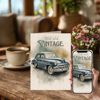 Tarjeta de cumpleaños de coche de turismo vintage