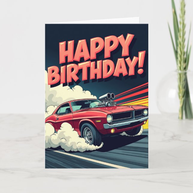 Tarjeta de cumpleaños de coche dinámico (Anverso)