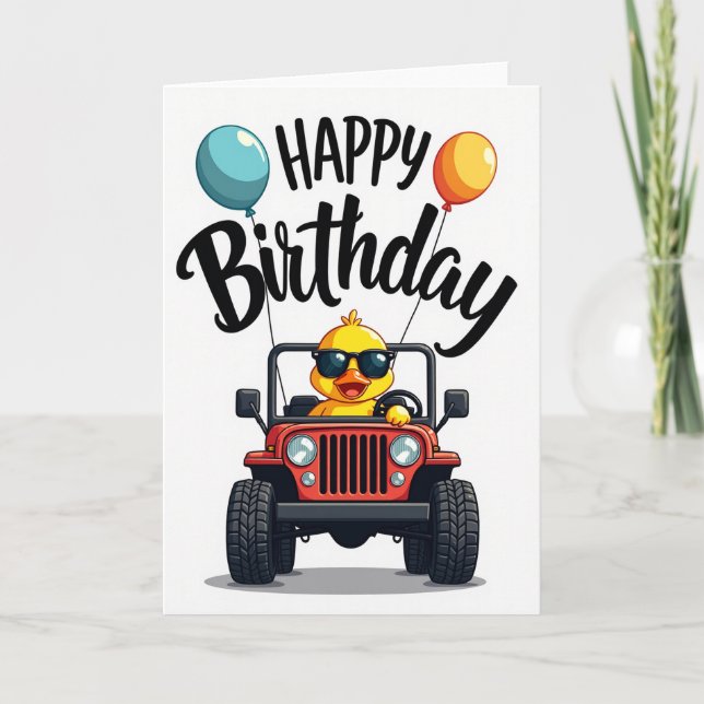 Tarjeta de cumpleaños de coche genial (Anverso)
