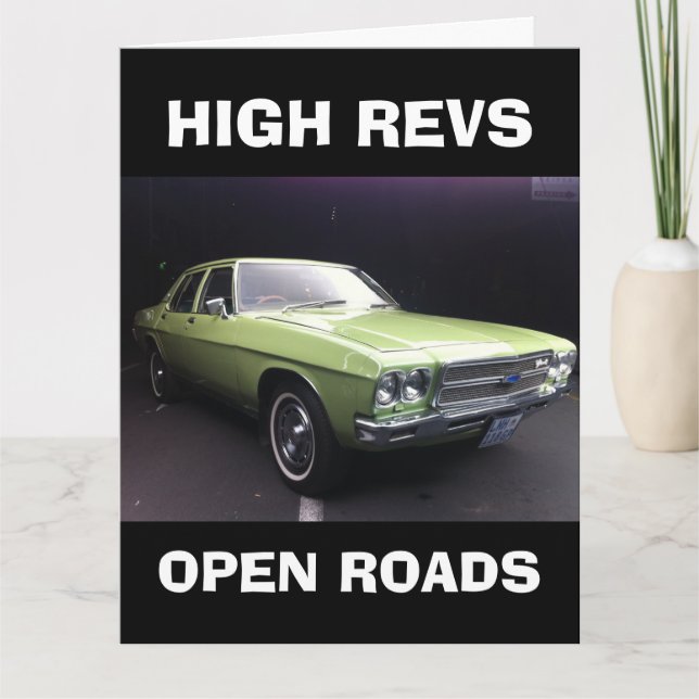 TARJETA DE CUMPLEAÑOS DE COCHE MUSCULOSO (Anverso)