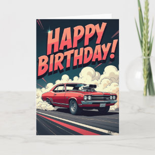 Tarjeta de cumpleaños de coche rápido