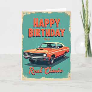 Tarjeta de Cumpleaños de Coche Retro