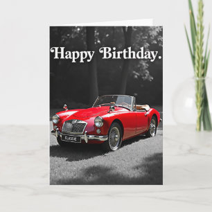 Tarjeta de cumpleaños de coche rojo