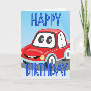 TARJETA DE CUMPLEAÑOS DE COCHE ROJO