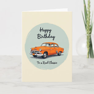 Tarjeta de cumpleaños de coche vintage