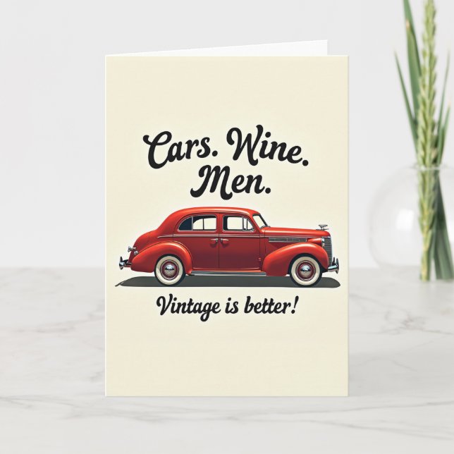 Tarjeta de cumpleaños de coche vintage (Anverso)