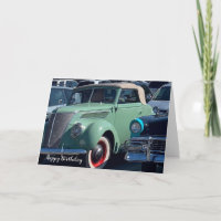 Tarjeta de cumpleaños de coches clásicos antiguos