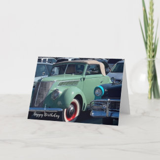 Tarjeta de cumpleaños de coches clásicos antiguos