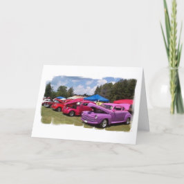 Tarjeta de cumpleaños de coches clásicos (impresió