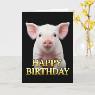 TARJETA DE CUMPLEAÑOS DE COCHINITO EN PRIMER PLANO