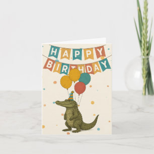 Tarjeta de cumpleaños de cocodrilo - Animal Fiesta
