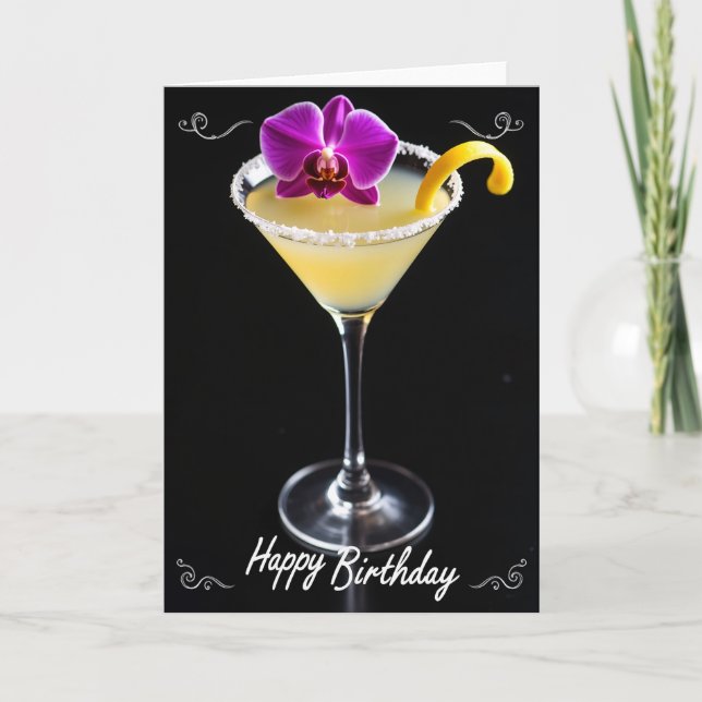 Tarjeta de cumpleaños de cóctel festivo (Anverso)