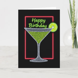 Tarjeta de cumpleaños de cóctel luminoso