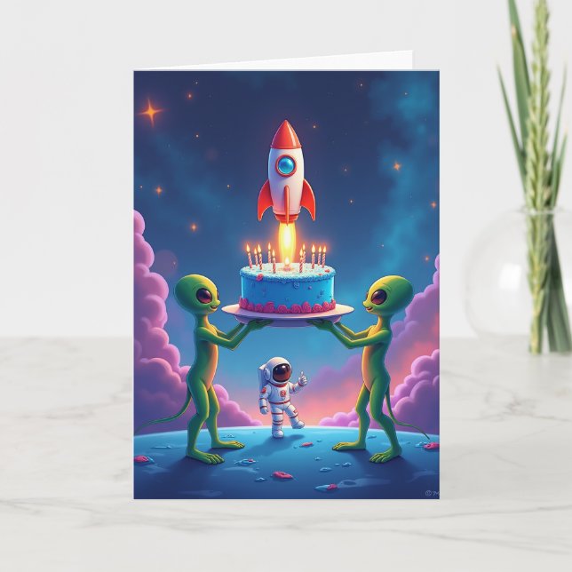 Tarjeta de cumpleaños de cohete dulce (Anverso)