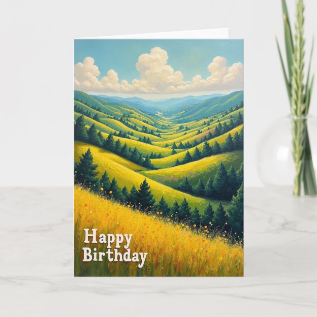 Tarjeta de cumpleaños de colina soleada (Anverso)