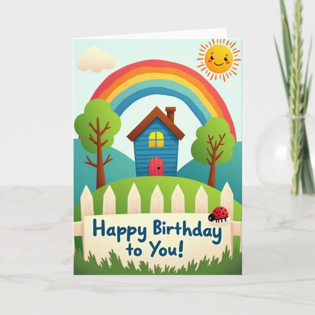 Tarjeta de cumpleaños de colina vibrante (Anverso)